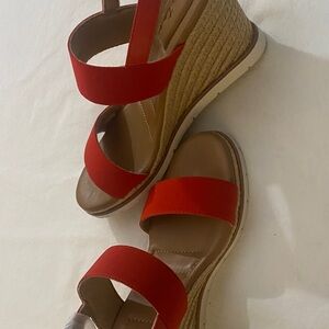 Red Wedge Sandals